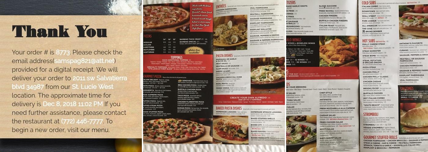 Goodfella's Pizza Menu