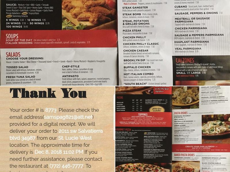 Goodfella's Pizza Menu