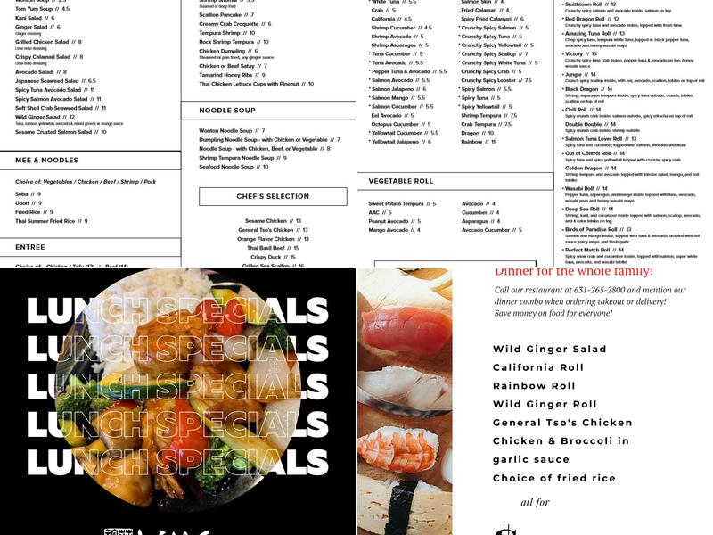 Wild Ginger Smithtown Menu