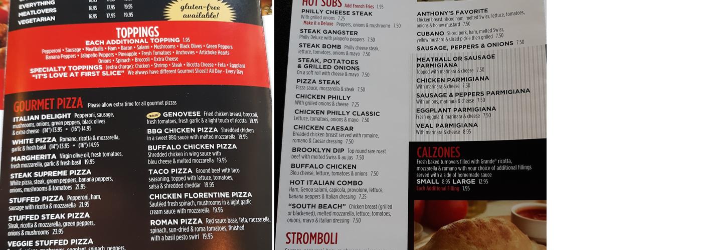 Goodfella's Pizza Menu