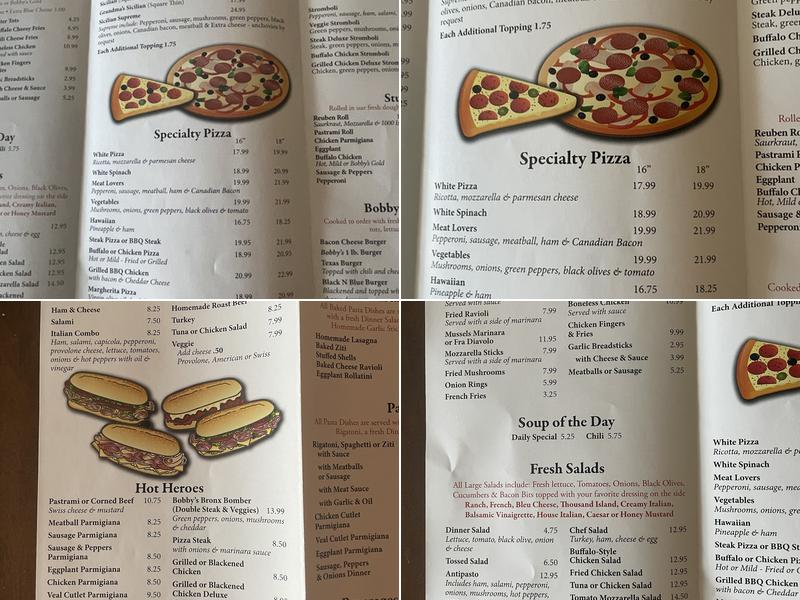 Bobby's Pizza Menu