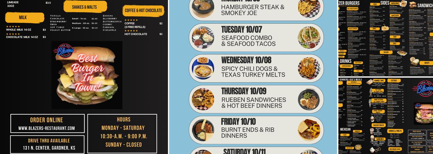 Blazers Restaurant Menu