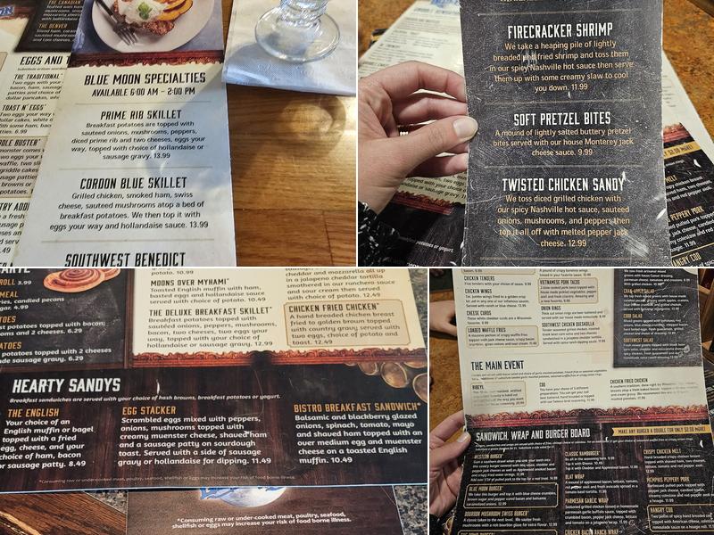 Blue Moon Restaurant Menu