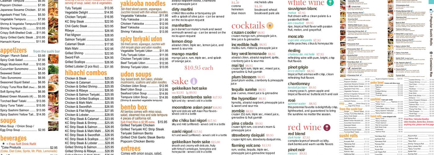 Kyoto Sushi & Steak Menu