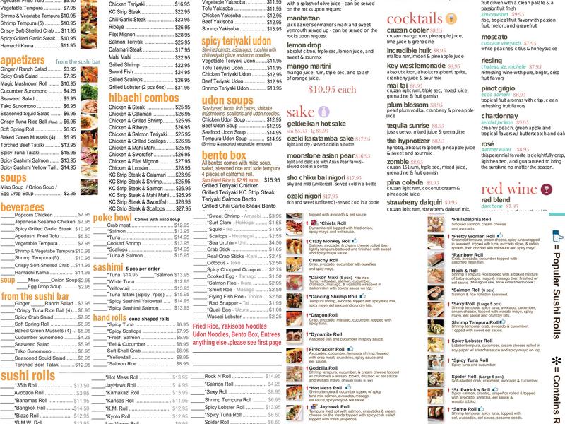 Kyoto Sushi & Steak Menu