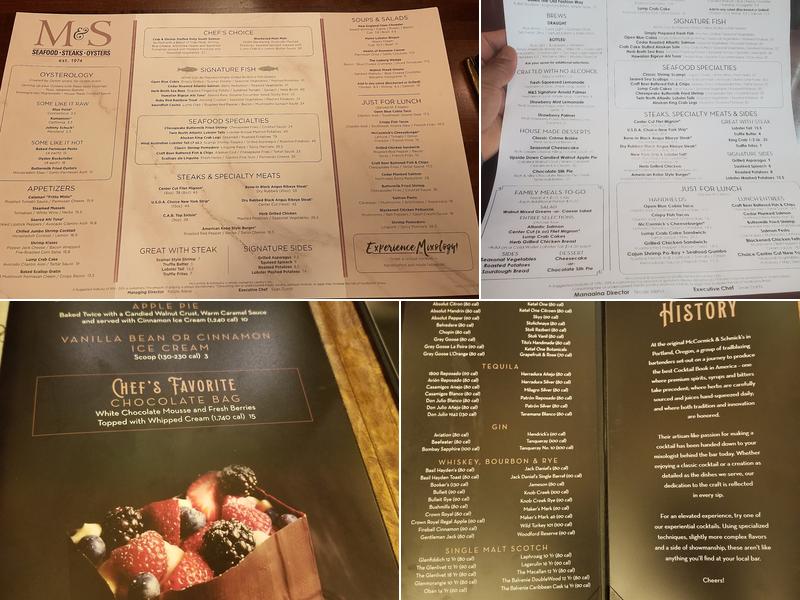 McCormick & Schmick's Seafood & Steaks Menu