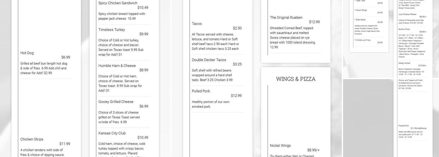 Double Nickel Menu