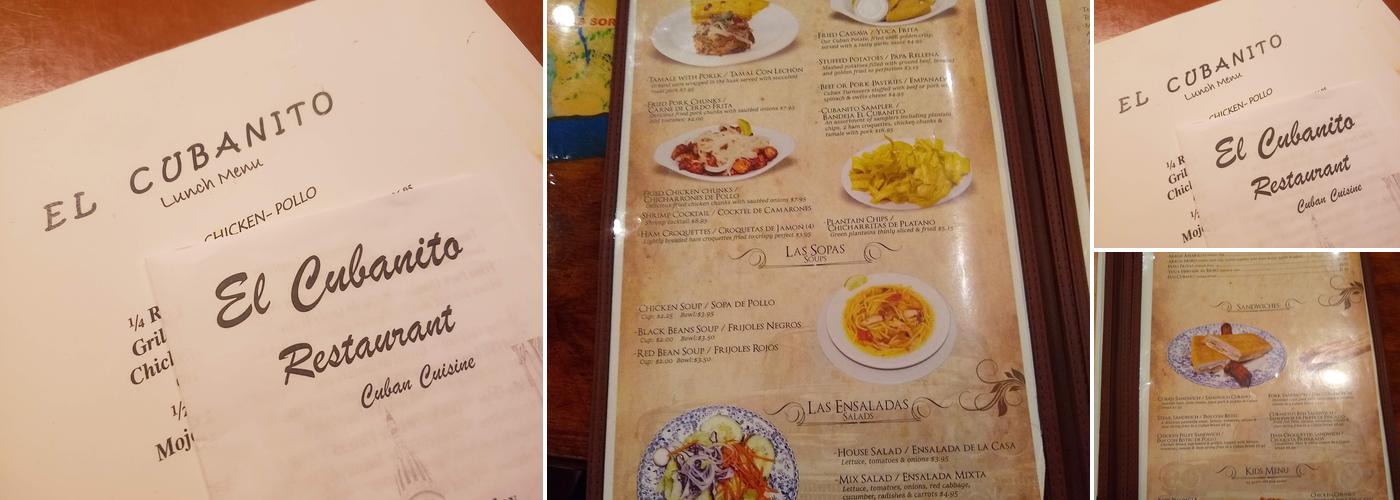 El Cubanito Restaurant Menu
