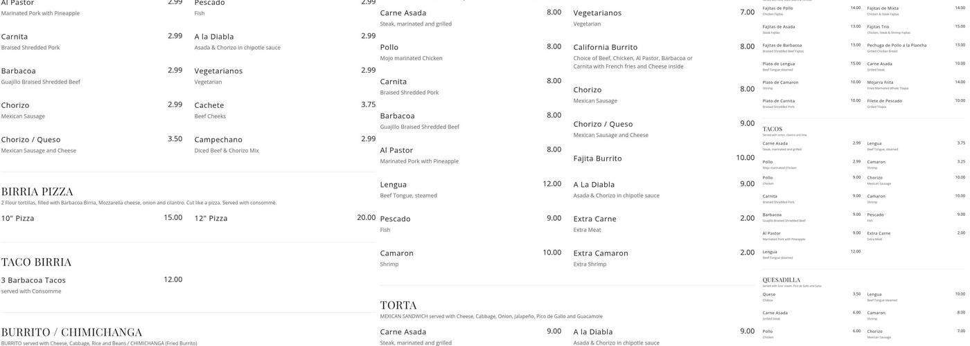 Taco Truck of Stuart Menu