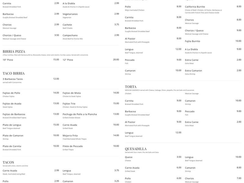 Taco Truck of Stuart Menu