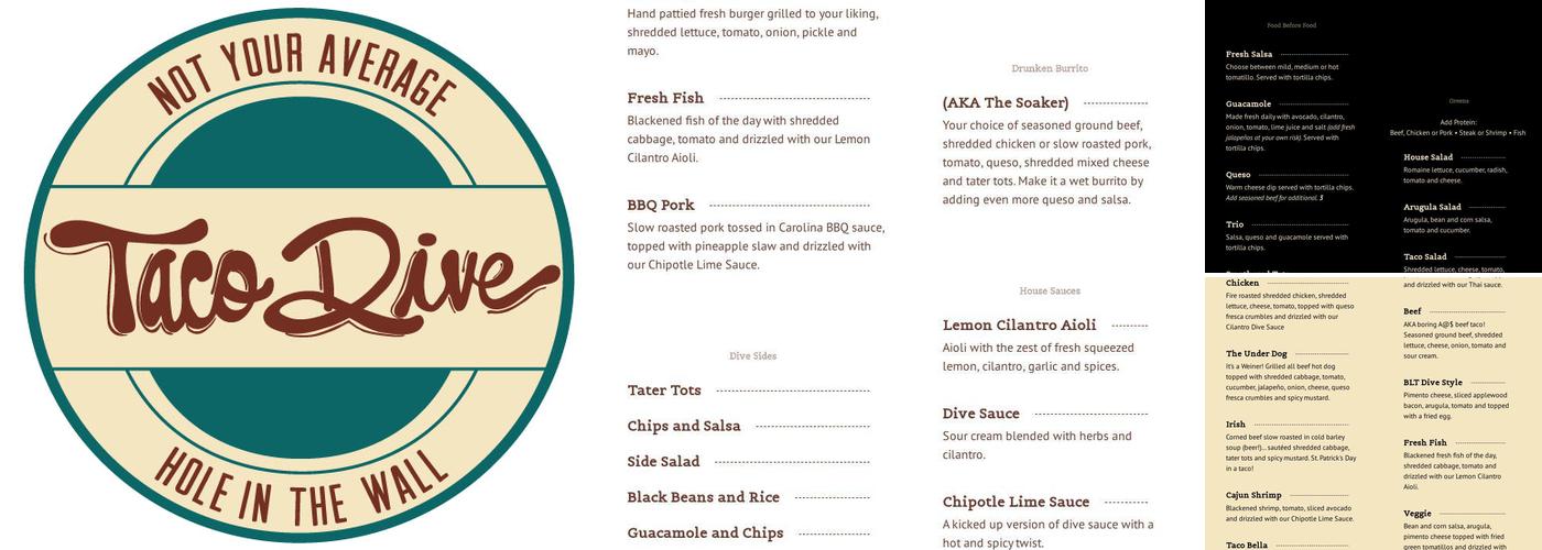 Taco Dive Menu
