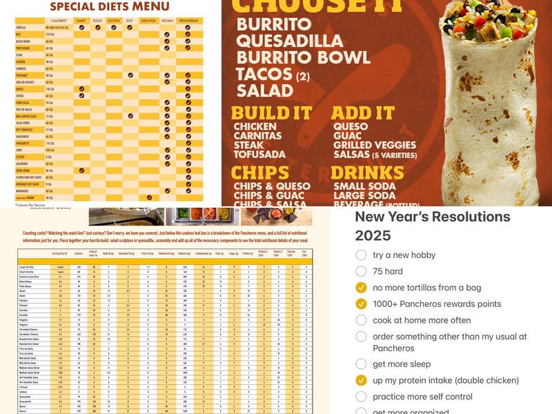 Pancheros Mexican Grill - Jupiter Menu