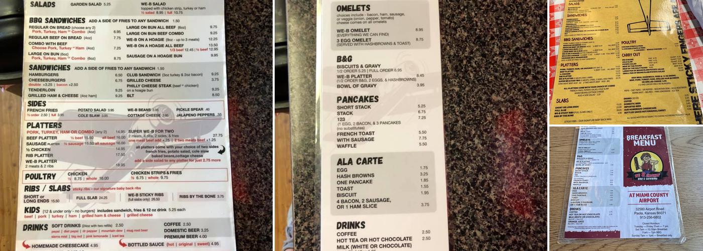 We B Smokin' Menu