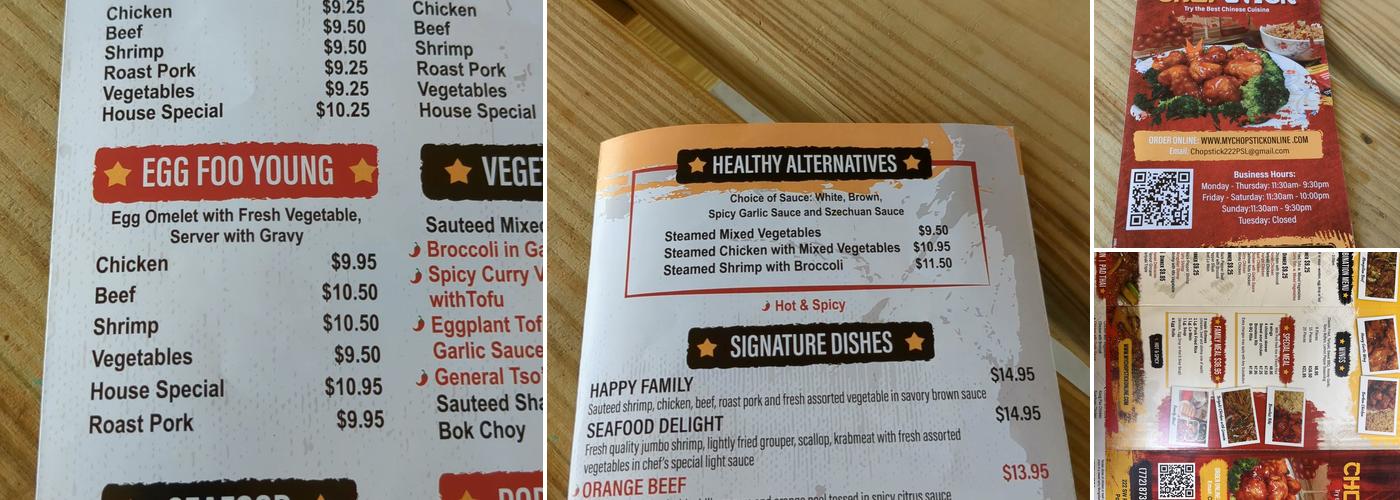 Chopstick Chinese Restaurant Menu