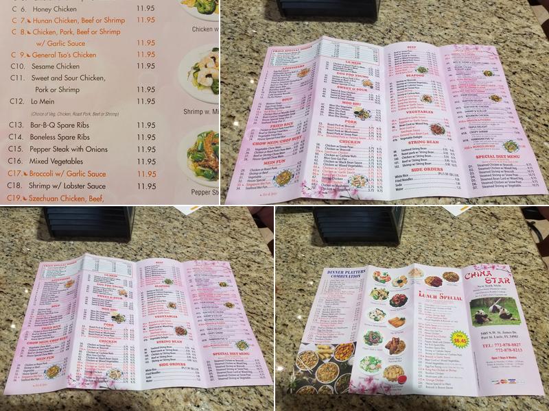 China Star Menu