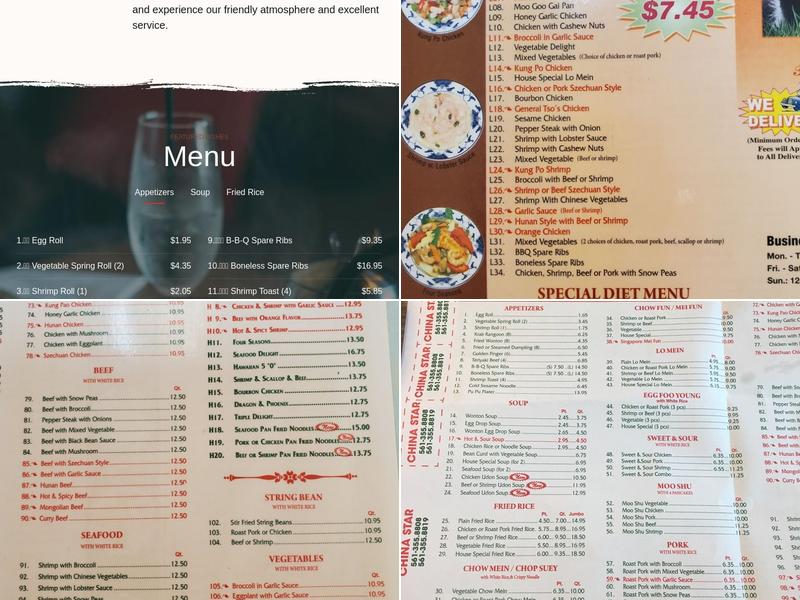 China Star Menu