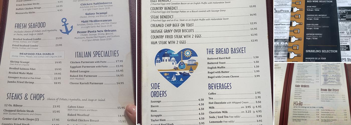 Galaxy Diner Menu