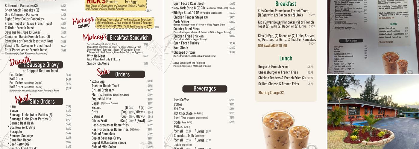 Mickey's Restaurant Menu