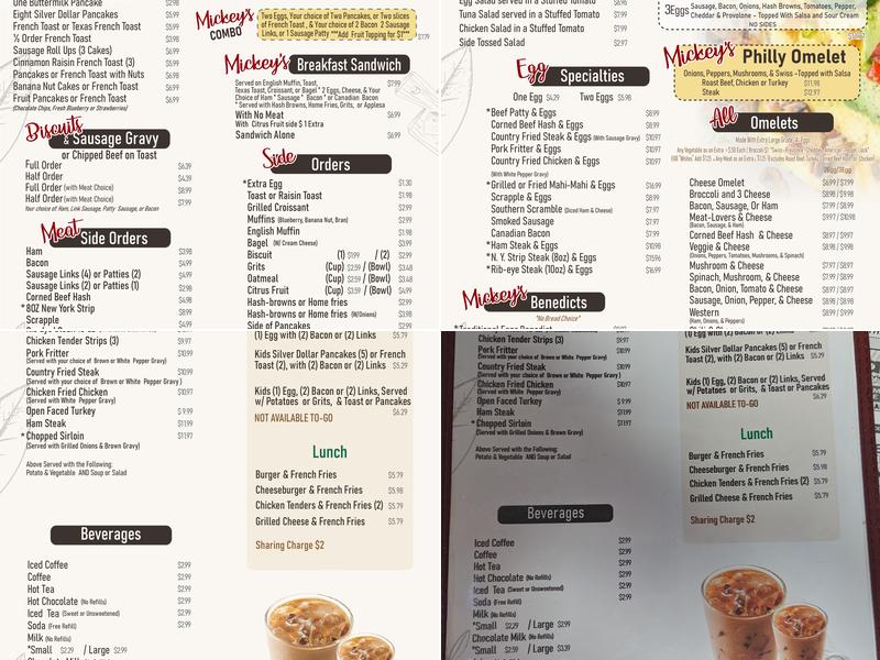 Mickey's Restaurant Menu
