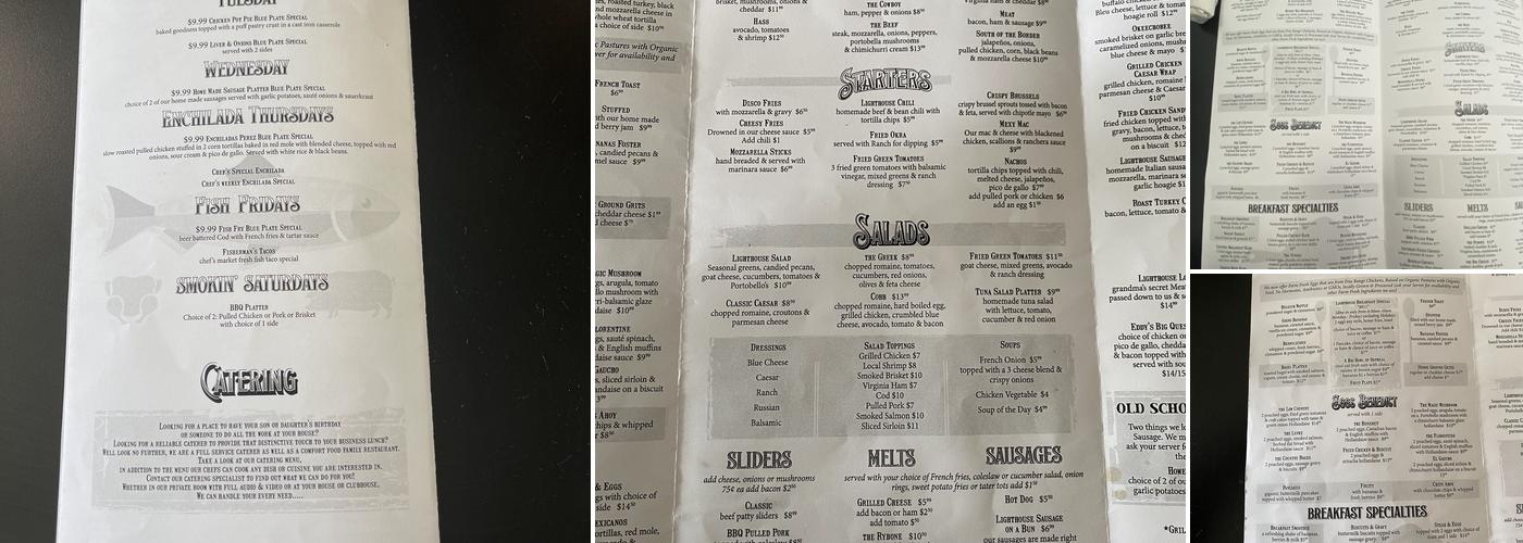 Lighthouse Diner Menu