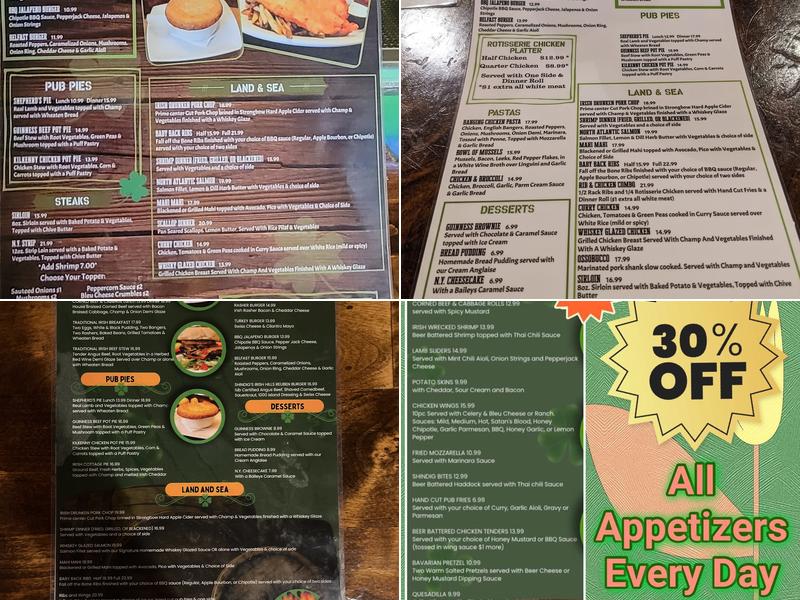 Shindig Irish Restaurant & Pub Menu