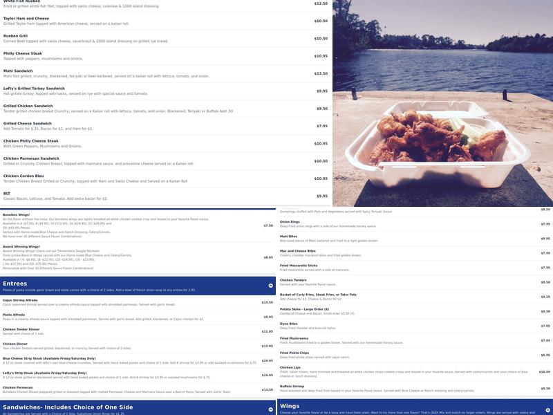 Lefty's Wings & Grill Menu