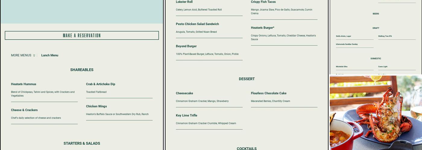 Heaton's Menu