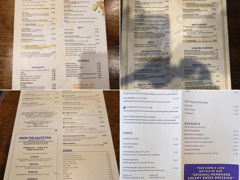 Spiro's Taverna of St. Lucie West Menu