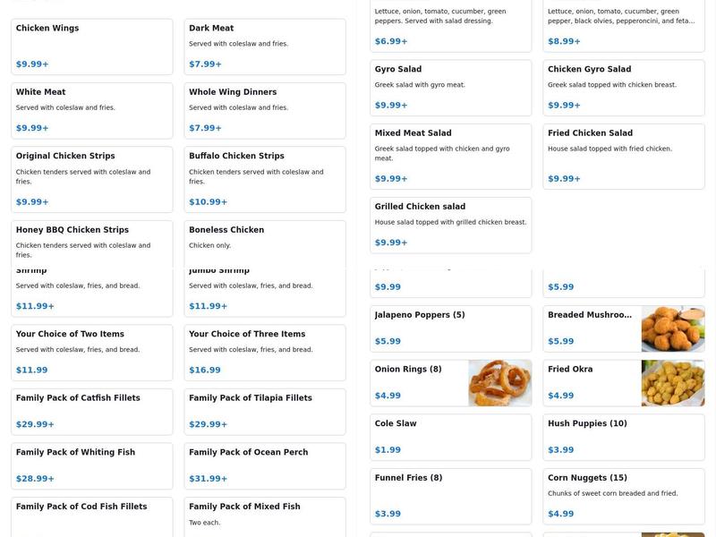Fishermen Menu