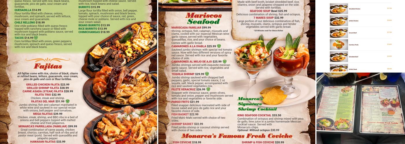 Monarca's Authentic Mexican Cuisine Bar & Grill Menu