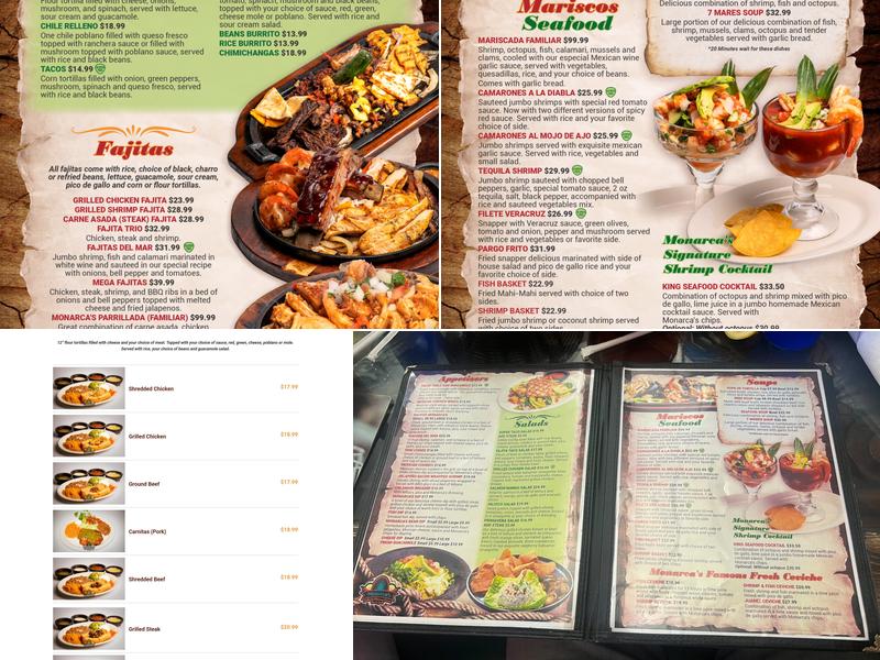 Monarca's Authentic Mexican Cuisine Bar & Grill Menu