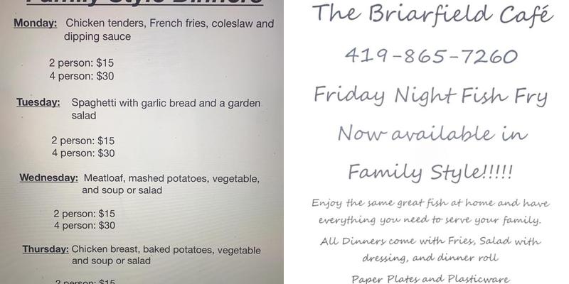 Briarfield Cafe Menu
