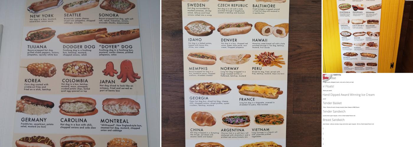 Schnapper's Hots Menu