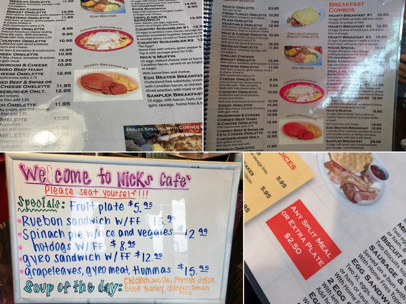 Nick's Family Cafe Menu