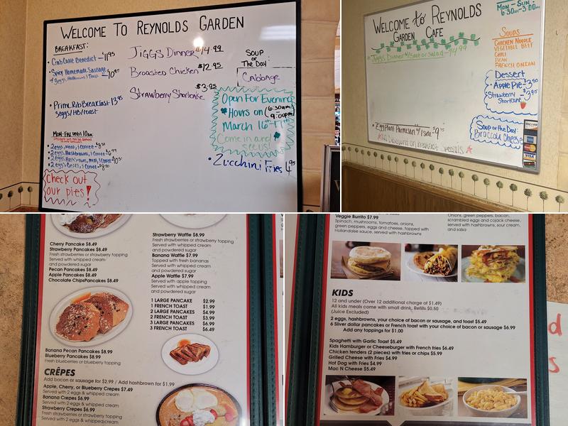 Reynolds Garden Cafe Menu