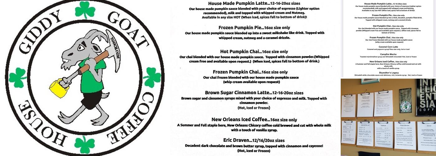 Giddy Goat Coffee House Menu