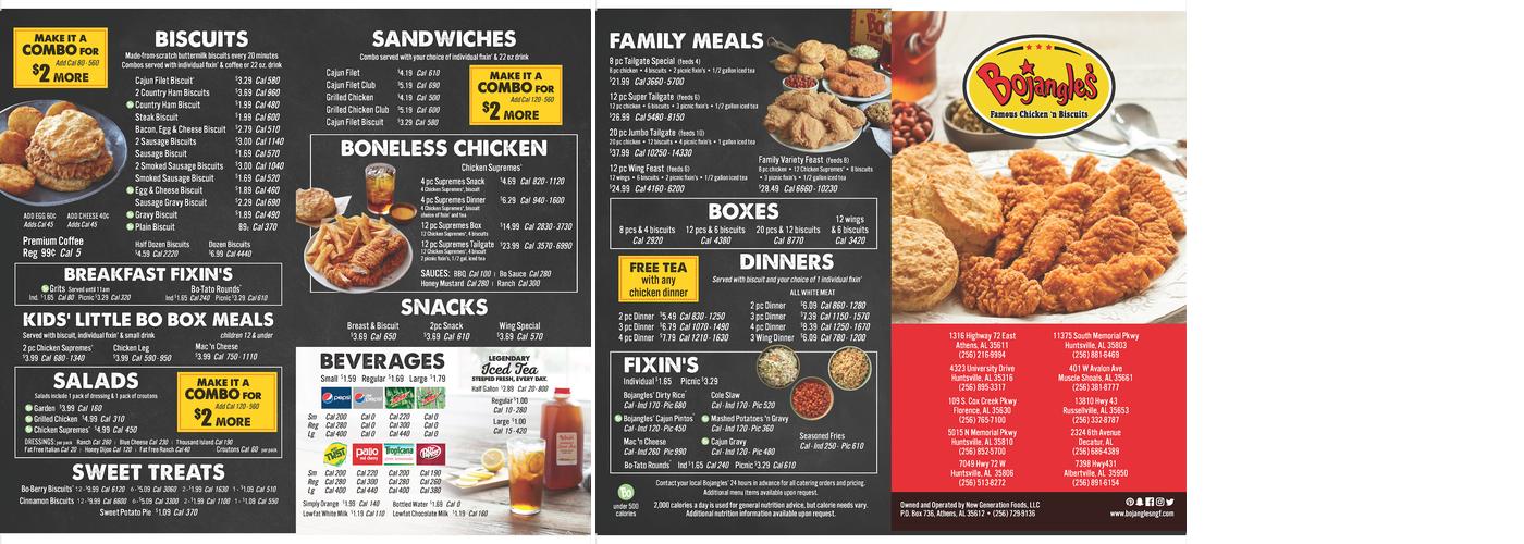 Bojangles Menu