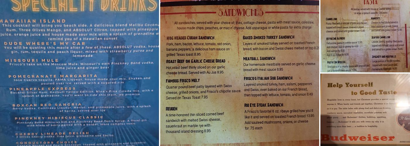 Frisco's Grill & Pub Menu