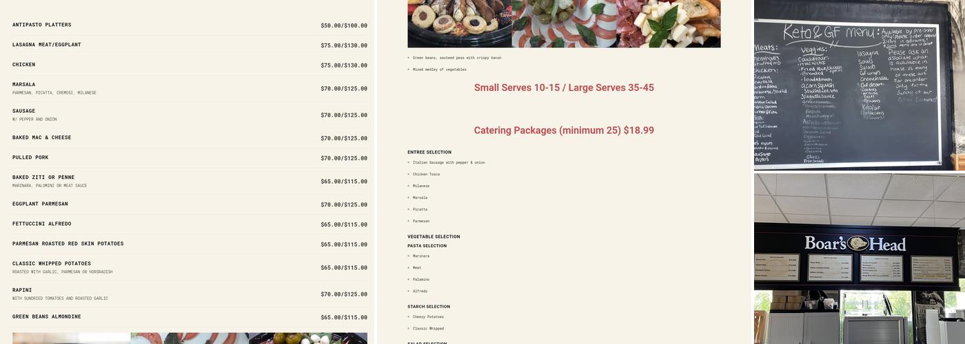 Amore Italian Market and Bakery Menu