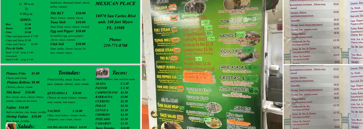 Tiki Subs Menu