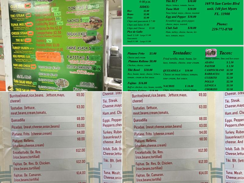 Tiki Subs Menu