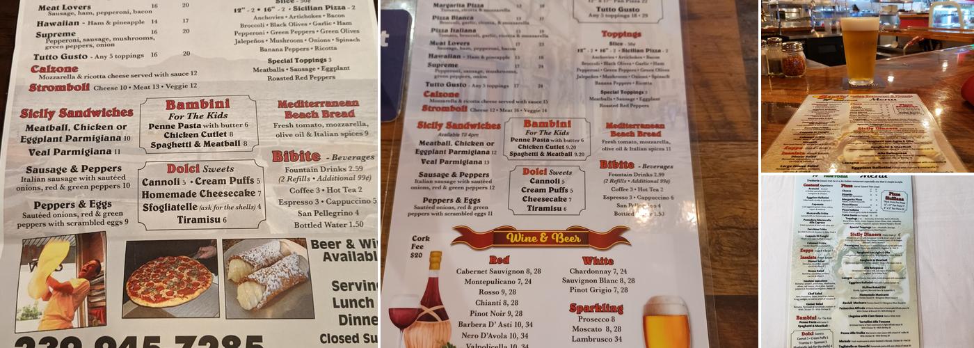 Sicily Trattoria Menu