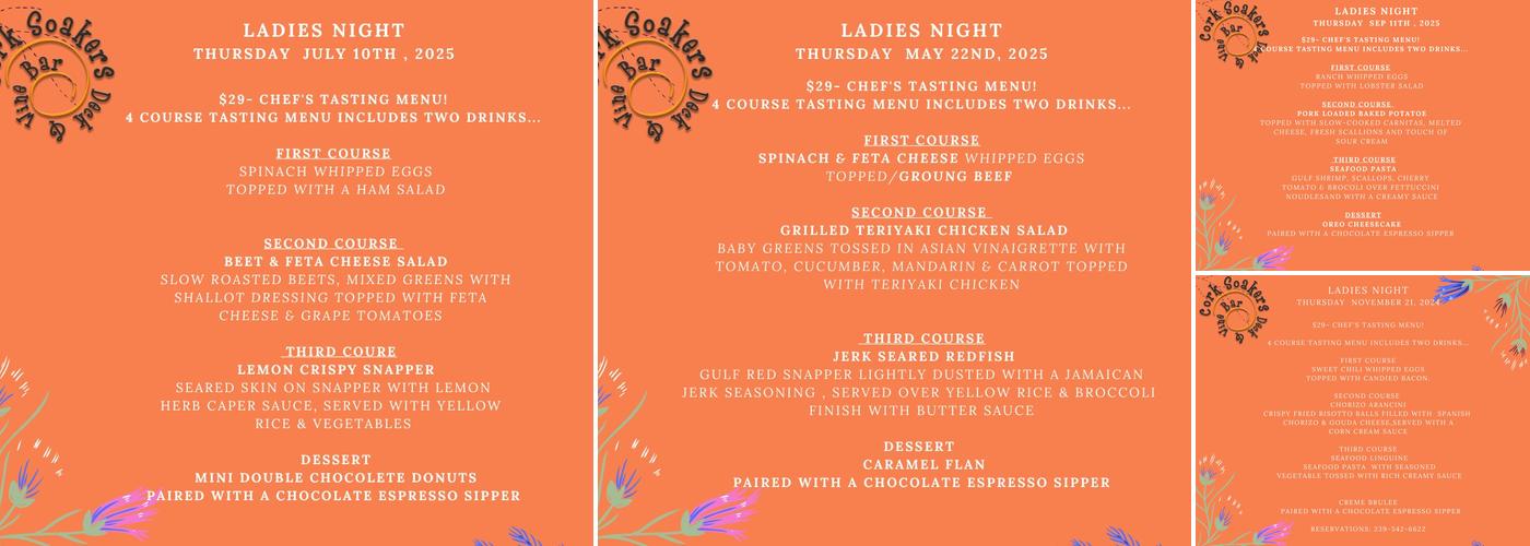 Cork Soakers Deck & Wine Bar Menu