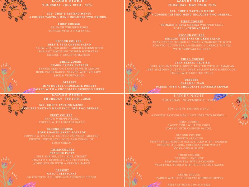 Cork Soakers Deck & Wine Bar Menu