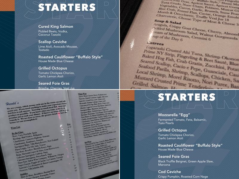 Harold's Menu