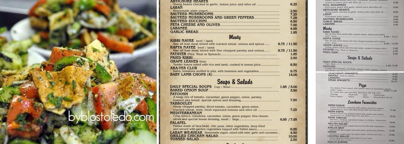 Byblos Menu