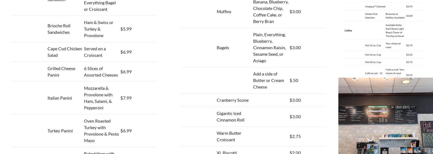 Island Java Café Menu