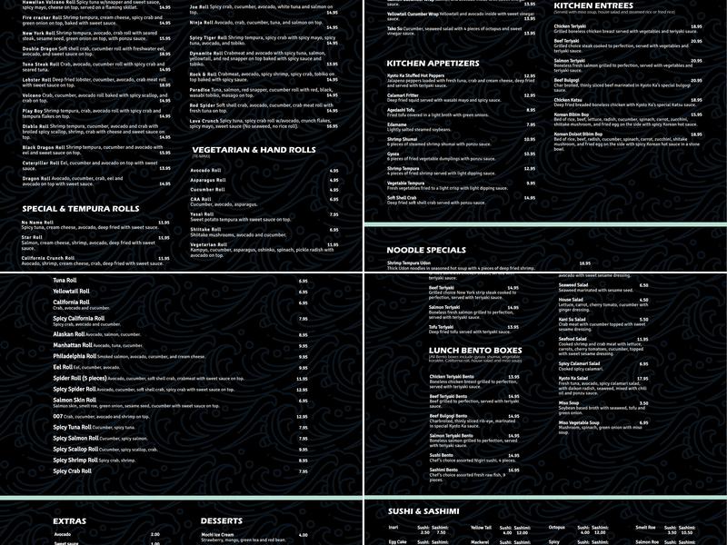 Kyoto KA Restaurant Menu