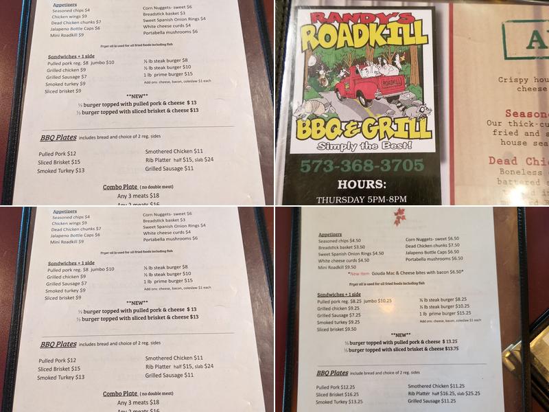 Randy's Roadkill BBQ & Grill Menu