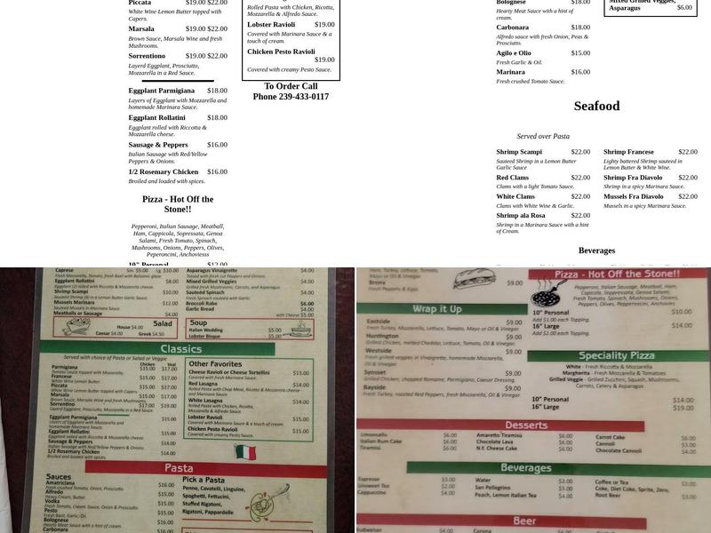 Buon Appetito Café Menu